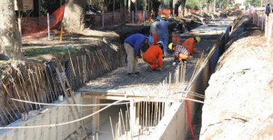 Se encuentra paralizada la canalización del Boulevard 9 de Julio