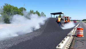 Provisión y colocación de mezcla asfáltica en caliente sobre Corredor 18